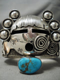 Best Native American Navajo Alex Sanchez Turquoise Sterling Silver Kachina Bracelet-Nativo Arts