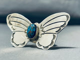 Red Mountain Turquoise Very Rare Vintage Native American Navajo Sterling Silver Butterfly Ring-Nativo Arts