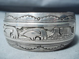 Detailed!! Vintage Native American Navajo Bear Sterling Silver Bracelet-Nativo Arts