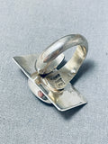 Fascinating Native American Navajo Kingman Turquoise Sterling Silver Ring Signed Del Secatero-Nativo Arts