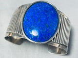 Monumental Vintage Domed Lapis Sterling Silver Bracelet Cuff-Nativo Arts