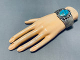 Colossal Vintage Native American Navajo Pilot Mountain Turquoise Sterling Silver Bracelet-Nativo Arts
