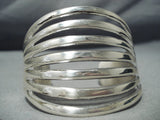 Gigantic Navajo 7 Rail Sterling Silver Bracelet Native American-Nativo Arts