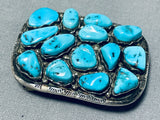 Spectacular Vintage Native American Navajo Morenci Turquoise Sterling Silver Buckle-Nativo Arts