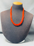 Native American One Of The Finest Santo Domingo Coral Tubule Sterling Silver Necklace-Nativo Arts