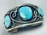 Rare Authentic Vintage Native American Navajo Blue Gem Turquoise Sterling Silver Bracelet-Nativo Arts