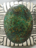 One Of The Best Vintage Native American Navajo Green Turquoise Heart Sterling Silver Bracelet-Nativo Arts