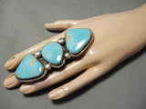 One Of The Biggest Crazy Native American Navajo Ricky Martinez #8 Turquoise Sterling Silver Ring-Nativo Arts