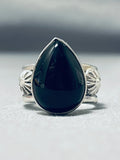 Authentic Vintage Native American Navajo Ben Begaye (d) Black Stone Sterling Silver Ring-Nativo Arts