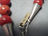 Incredible Singer Navajo Coral Sterling Silver Necklace Native American-Nativo Arts