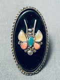 Huge Vintage Native American Navajo Butterfly Turquoise Sterling Silver Ring-Nativo Arts