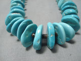 Exceptional Vintage Native American Navajo Thick Turquoise Sterling Silver Necklace-Nativo Arts