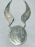 Phil Poseyesva Rare Vintage Native American Hopi Sterling Silver Necklace-Nativo Arts