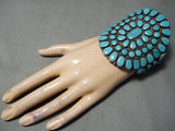 Tremendous Vintage Native American Navajo Turquoise Cluster Sterling Silver Bracelet-Nativo Arts