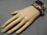 Museum Quality Heavy Navajo Sugulite Sterling Silver Native American Bracelet-Nativo Arts