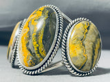 Towering Native American Navajo Honeybee Jasper Sterling Silver Bracelet Signed-Nativo Arts