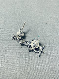 Marvelous Native American Navajo Sterling Silver Toad Earrings-Nativo Arts