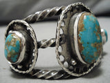 One Of The Best Earlier Coiled Vintage Native American Navajo Turquoise Sterling Silver Bracelet-Nativo Arts