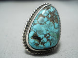 Marvelous Vintage Native American Navajo Pilot Mountain Turquoise Sterling Silver Ring-Nativo Arts