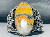 Sturdy 164 Grams Native American Honeybee Jasper Sterling Silver Bracelet-Nativo Arts
