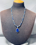 Wil Denetdale Native American Navajo Lapis Sterling Silver Necklace-Nativo Arts