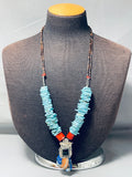 One Of The Most Unique Vintage Native American Navajo Turquoise Sterling Silver Necklace-Nativo Arts