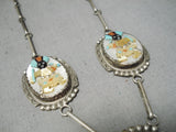 One Of The Best Vintage Native American Zuni Turquoise Kachina Sterling Silver Necklace Old-Nativo Arts