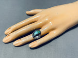 Rare Old Turquoise Vintage Native American Navajo Royston Sterling Silver Leaf Ring-Nativo Arts
