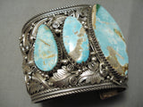 Biggest Best Vintage Native American Navajo #8 Turquoise Sterling Silver Bracelet Old-Nativo Arts