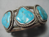 Small Wrist Vintage Native American Navajo Turquoise Sterling Silver Bracelet Old-Nativo Arts