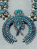 One Of Most Intricate Vintage Native American Zuni Sterling Silver Squash Blossom Necklace-Nativo Arts