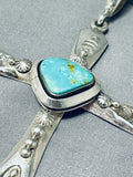 Important Ben Begaye (d) Vintage Native American Navajo Turquoise Sterling Silver Cross Necklace-Nativo Arts