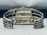 Thick Ornate Vintage Native American Navajo Morenci Turquoise Sterling Silver Bracelet-Nativo Arts