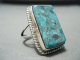 Gigantic Signed Native American Navajo Turquoise Sterling Silver Ring-Nativo Arts