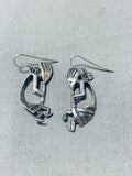 Unforgettable Vintage Native American Navajo Sterling Silver Kokopelli Earrings-Nativo Arts