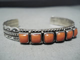 Sara Sandoval Navajo Native American Coral Sterling Silver Bracelet-Nativo Arts