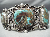 Museum Vintage Native American Navajo Old Morenci Turquoise Sterling Silver Bracelet Old-Nativo Arts