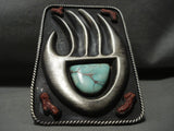275 Grams Huge Vintage Navajo Carico Lake Turquoise 'Power Hand: Native American Jewelry Silver Bracelet-Nativo Arts