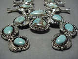 275 Grm Vintage Native American Navajo Royston Turquoise Sterling Silver Squash Blossom Necklace-Nativo Arts