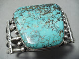 Museum Vintage Native American Navajo Morenci Turquoise Sterling Silver Bracelet Old-Nativo Arts