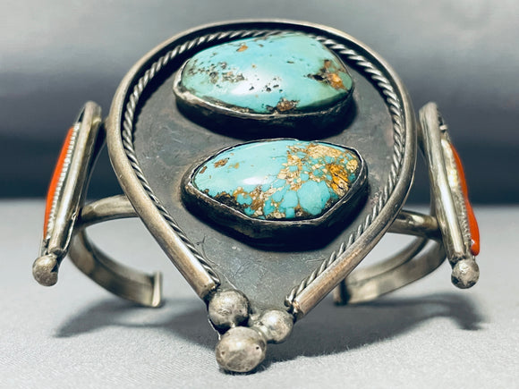 Big Museum Quality Vintage Native American Navajo Turquoise Sterling Silver Bracelet-Nativo Arts