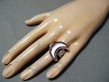 Tremendous Half Moon Navajo Purple Sterling Silver Ring Native American-Nativo Arts