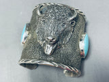 Native American 180 Gram Monster Bison Turquoise Sterling Silver Bracelet Cuff-Nativo Arts