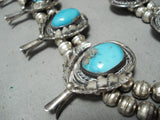 Women's Vintage Native American Navajo Turquoise Sterling Silver Squash Blossom Necklace-Nativo Arts