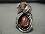Superior Vintage Navajo Coral Sterling Silver Native American Ring Old-Nativo Arts