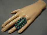 Magnificent Vintage Native American Navajo Green Turquoise Sterling Silver Ring-Nativo Arts