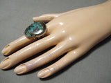 Huge Spiderweb Turquoise San Felipe Sterling Silver Ring-Nativo Arts