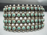 Wide Rare Vintage Native American Navajo Cerrillos Turquoise Sterling Silver Bracelet-Nativo Arts