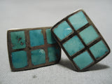 Exquisite Vintage Native American Navajo Convex Sterling Silver Native Turquoise Cufflinks-Nativo Arts