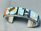 Signed Native American Navajo #8 Turquoise Thicker Sterling Silver Bracelet Cuff-Nativo Arts
